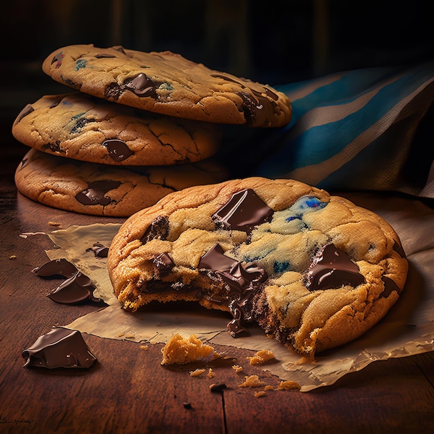 Indulge in the Sweetness of Freshly Baked Chocolate Cookies AI Generative