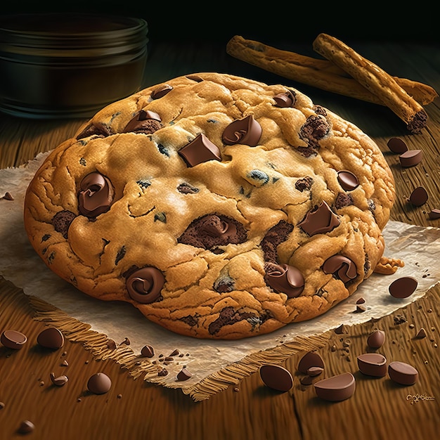 Indulge in the Sweetness of Freshly Baked Chocolate Cookies AI Generative