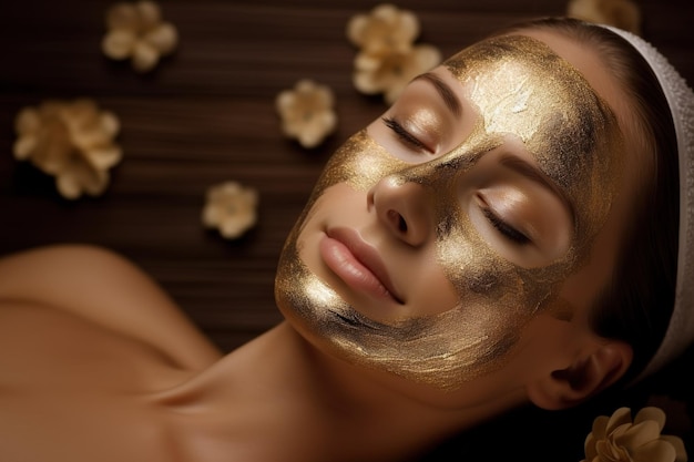 Indulgent Bliss Serene Model Embracing Spa Experience with Facial Beauty Products Mask Not real person Generative AI