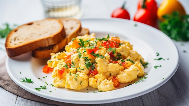 Indulgent Breakfast Scrambled Eggs with Smoked Salmon and Fresh Bread