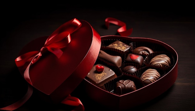 Indulgent chocolate truffles in ornate gift box generated by AI