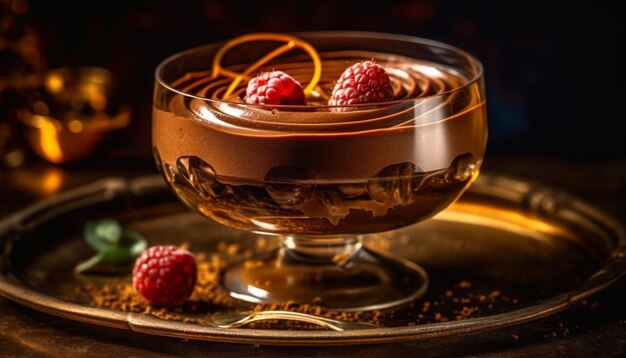 Indulgent dessert plate with fresh berry mousse generated by AI