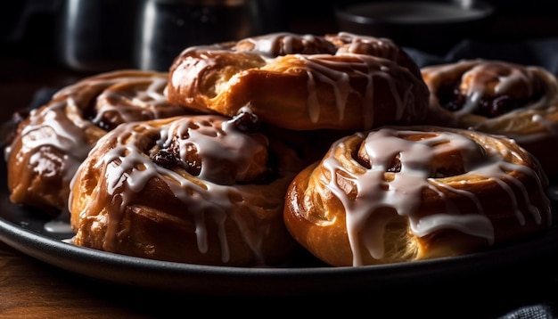 Indulgent homemade eclair creamy custard chocolate icing generated by AI