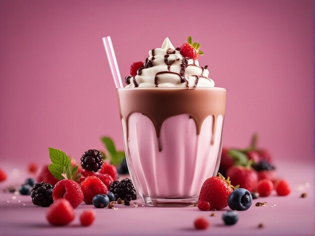 Indulgent milkshakes desserts sweet chocolate berry fruits creamy refreshments