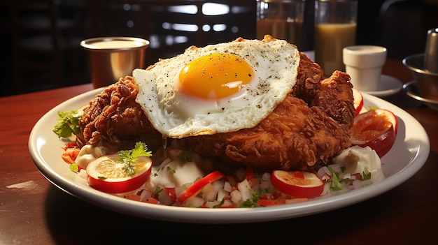 Indulgent Plate of Crispy Fried Chicken Served