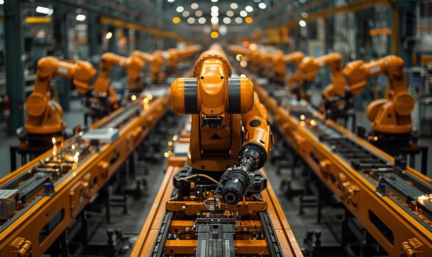 Photo industrial automation illustrated on the assembly line