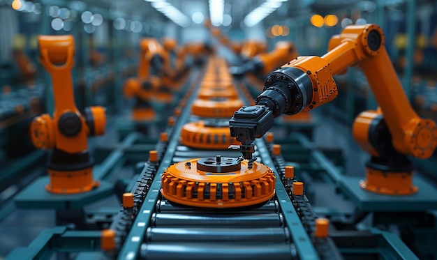 Photo industrial automation illustrated on the assembly line