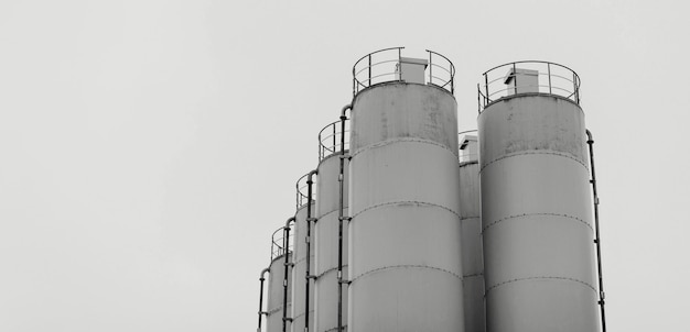 Industrial building exterior against sky copy space