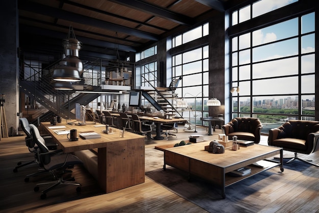 Industrial Chic Office Space Interior Design