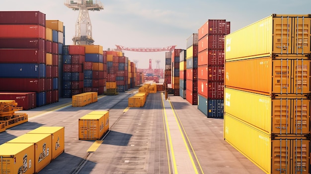 Industrial container yard for logistic import export business Generative AI