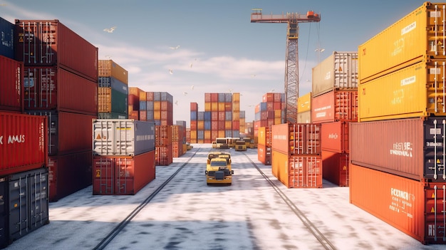 Industrial container yard for logistic import export business Generative AI