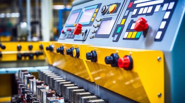 Industrial Control Panel Buttons CloseUp Machinery Production Interface