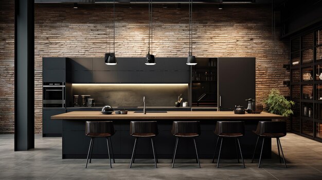 industrial dark modern kitchen