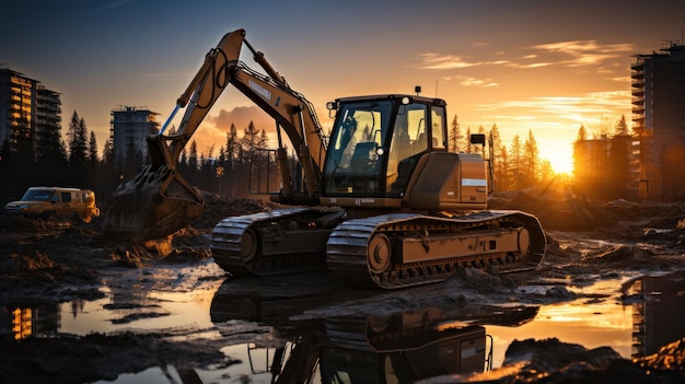 Industrial Excavator Loading Sand Into A Truck