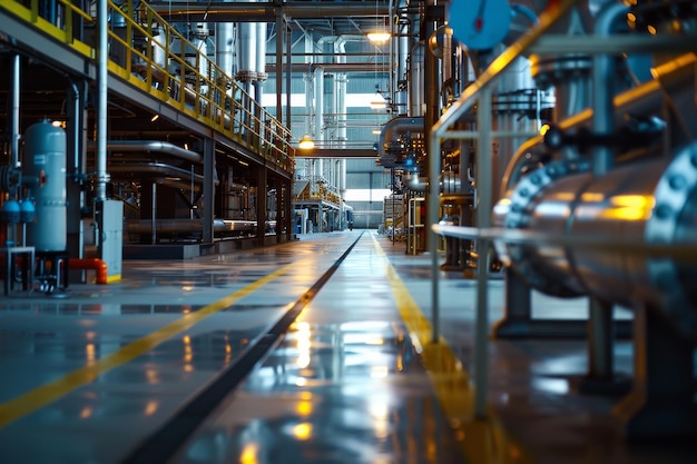 Photo industrial factory oil and gas refinery interior of the factory