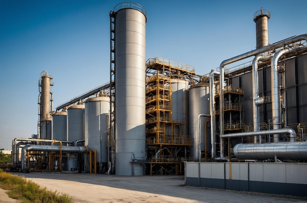 Industrial Factory with Large Storage Tanks