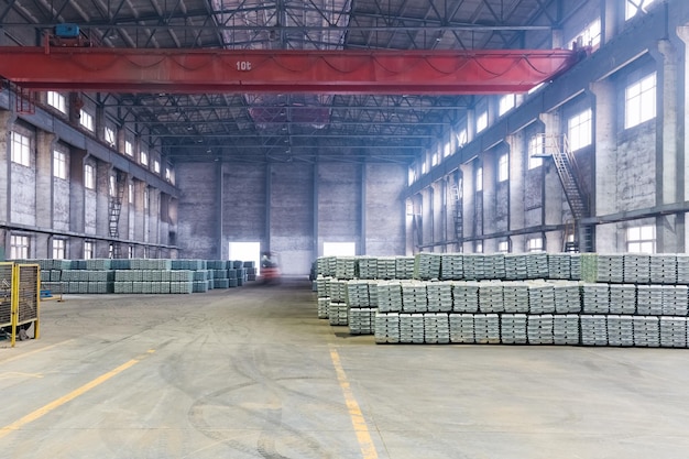 Industrial finished products warehouse in a lead and zinc metal factory