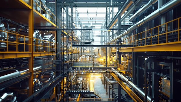 Industrial Interior A view of the interior of an industrial plant showcasing the complex network