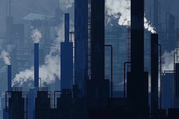 Industrial Landscape with Smoke Stacks