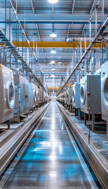 Industrial Laundry Service Facility with Large Machines and Conveyor Belts Efficient Professionalism