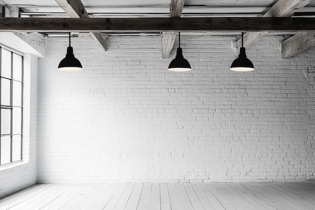 Photo industrial loft interior with white brick wall