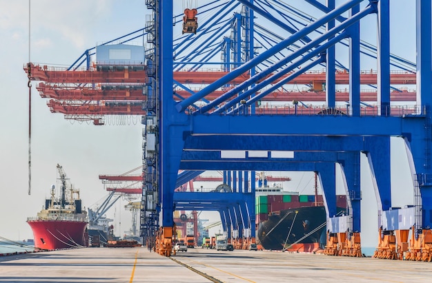 Industrial logistics and transportation of truck in Container yard