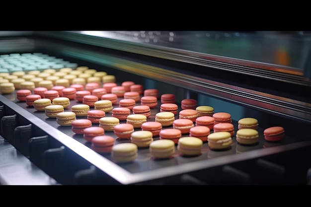 Industrial macaroon biscuit making machine Ai generative