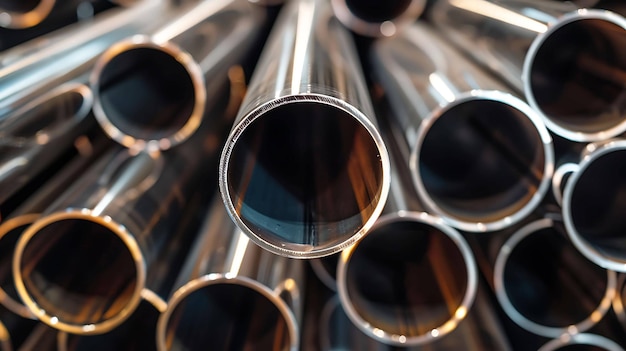 Industrial metal pipes Steel pipes of different diameters