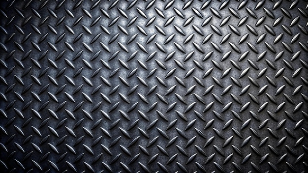 Photo industrial metal texture background a closeup of a dark metal sheet with a diamond plate pat