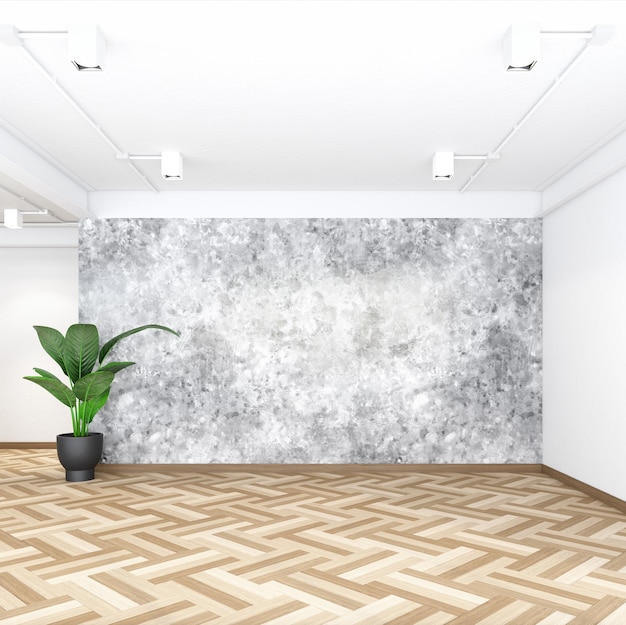 Industrial minimalist style empty room with wood floor and concrete wall 3d rendering