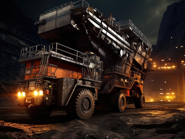 Industrial Mining Scene Big Mining Truck in Action at CoalPreparation Plant Efficiently Transporting Coal