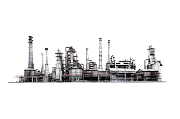 industrial plant isolated on a white background Oil and gas industry refinery factory