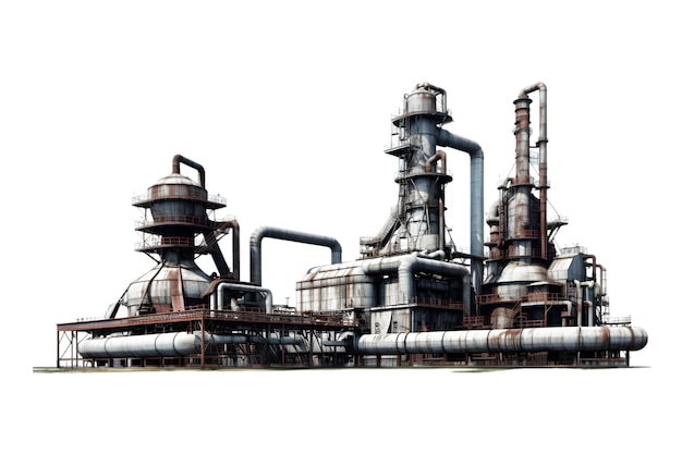 industrial plant isolated on a white background Oil and gas industry refinery factory