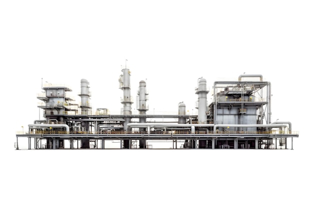 industrial plant isolated on a white background Oil and gas industry refinery factory