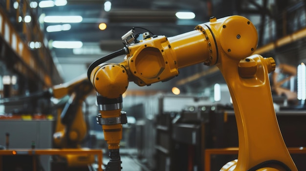 Photo industrial robot arm in a factory setting