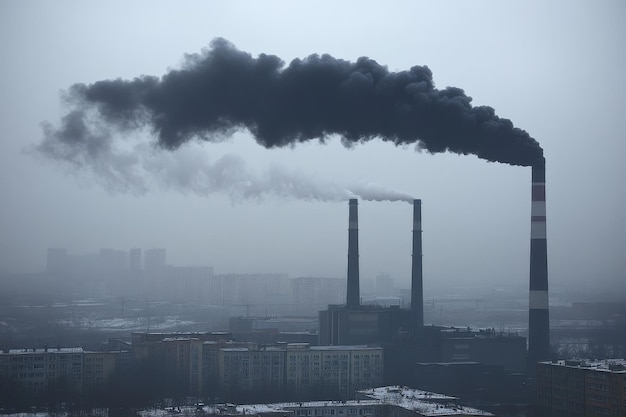 Photo industrial smoke pollution over cityscape