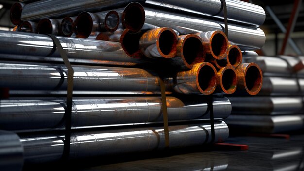 Photo industrial steel pipes generative ai