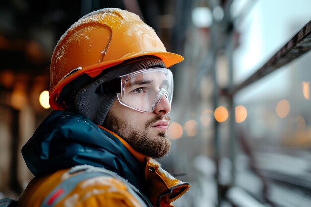 Photo industrial worker contemplating at worksite