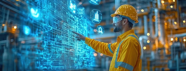 Industrial Worker Interacting with Digital Interface