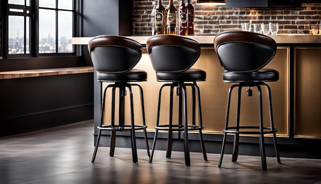 Photo industrialstyle metal bar stools