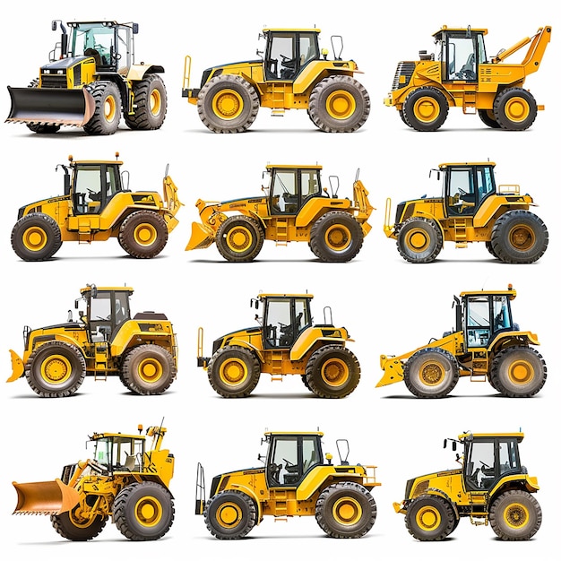 Photo industry and business transportation with graders on white background