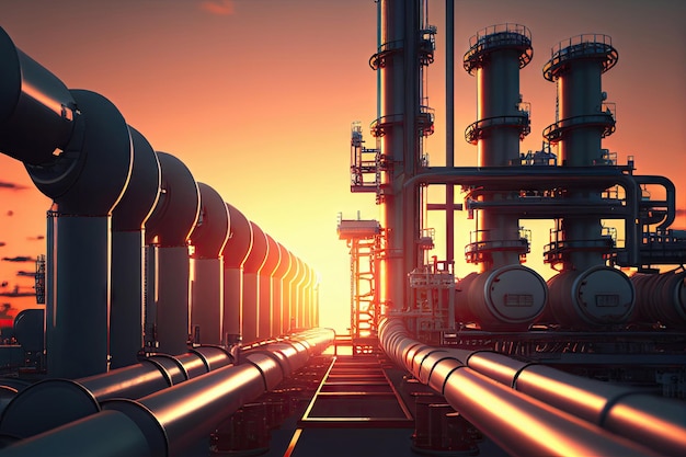 Industry pipeline transport petrochemical gas and oil processing furnace factory with Generative AI