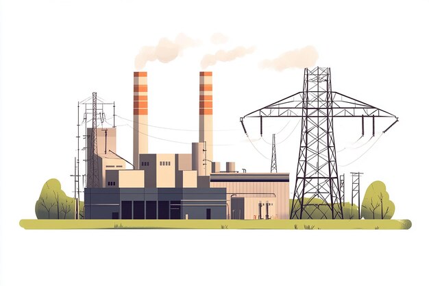 Photo inefficient power plants with white background