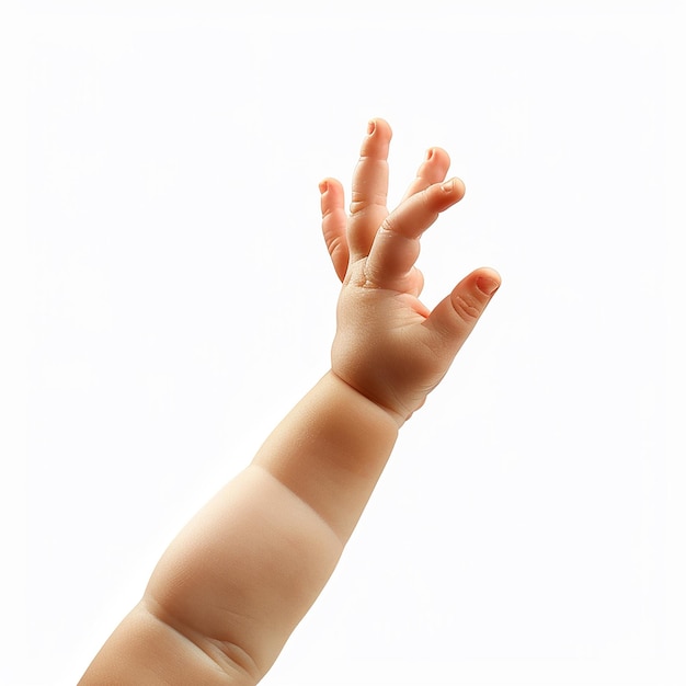 Photo an infant baby hand raised in the air