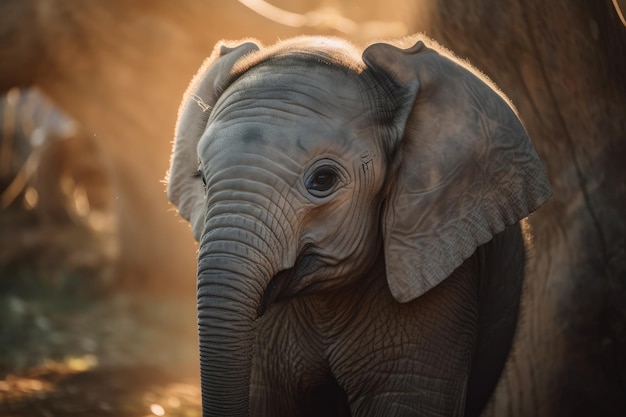 Infant elephant in the sunlight