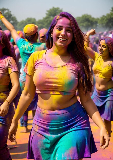 Infectious Holi Vibes with Hot Girls Joyful Smile