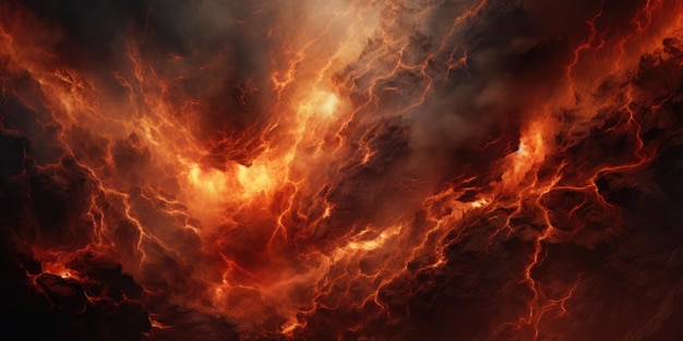 Inferno The Dramatic Apocalyptic View of Hellfire and Smoke as Souls Enter in Mesmerizing Fluid