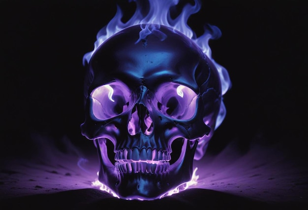 Photo inferno skull a fiery symbol of power and destruction engulfed in flames with intense