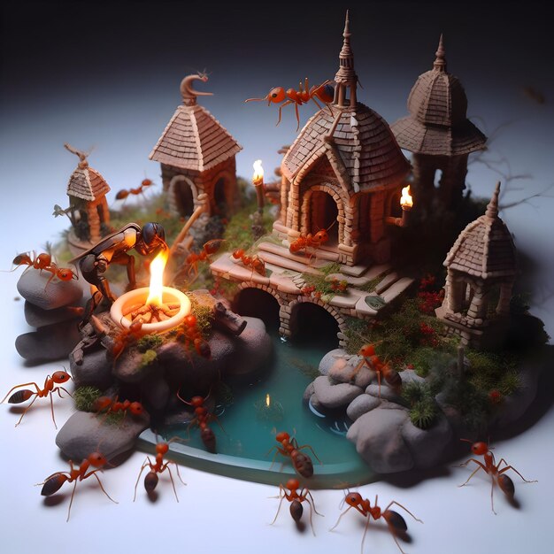 Inferno Weavers A Mythical Realm Where Ants Command Flames with Enchanting Mastery