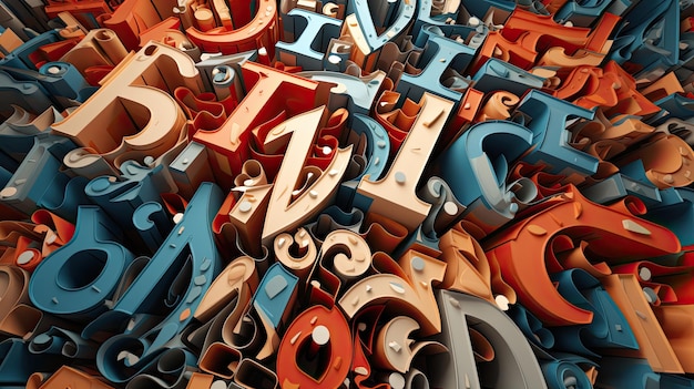 Infinite 3D Letters Background Chaos of Alphabet Typography and Words